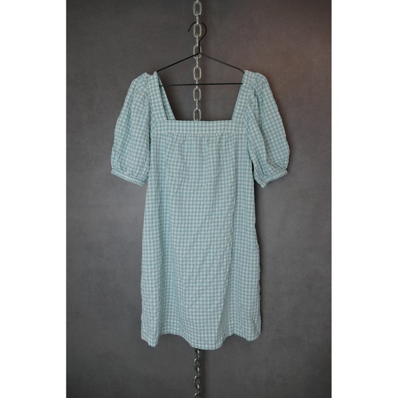 Vineyard Vines Dress Women's Small Blue Gingham Check Puff Sleeve Square Neck - Picture 1 of 9